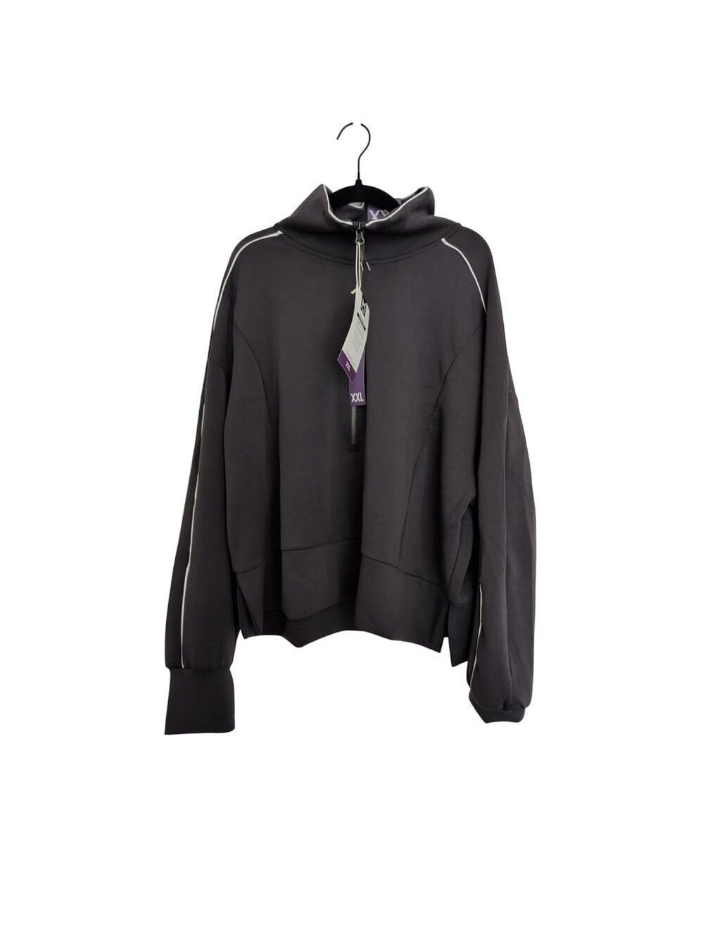 Women's Sandwash Half Zip Pullover Black Size XXL